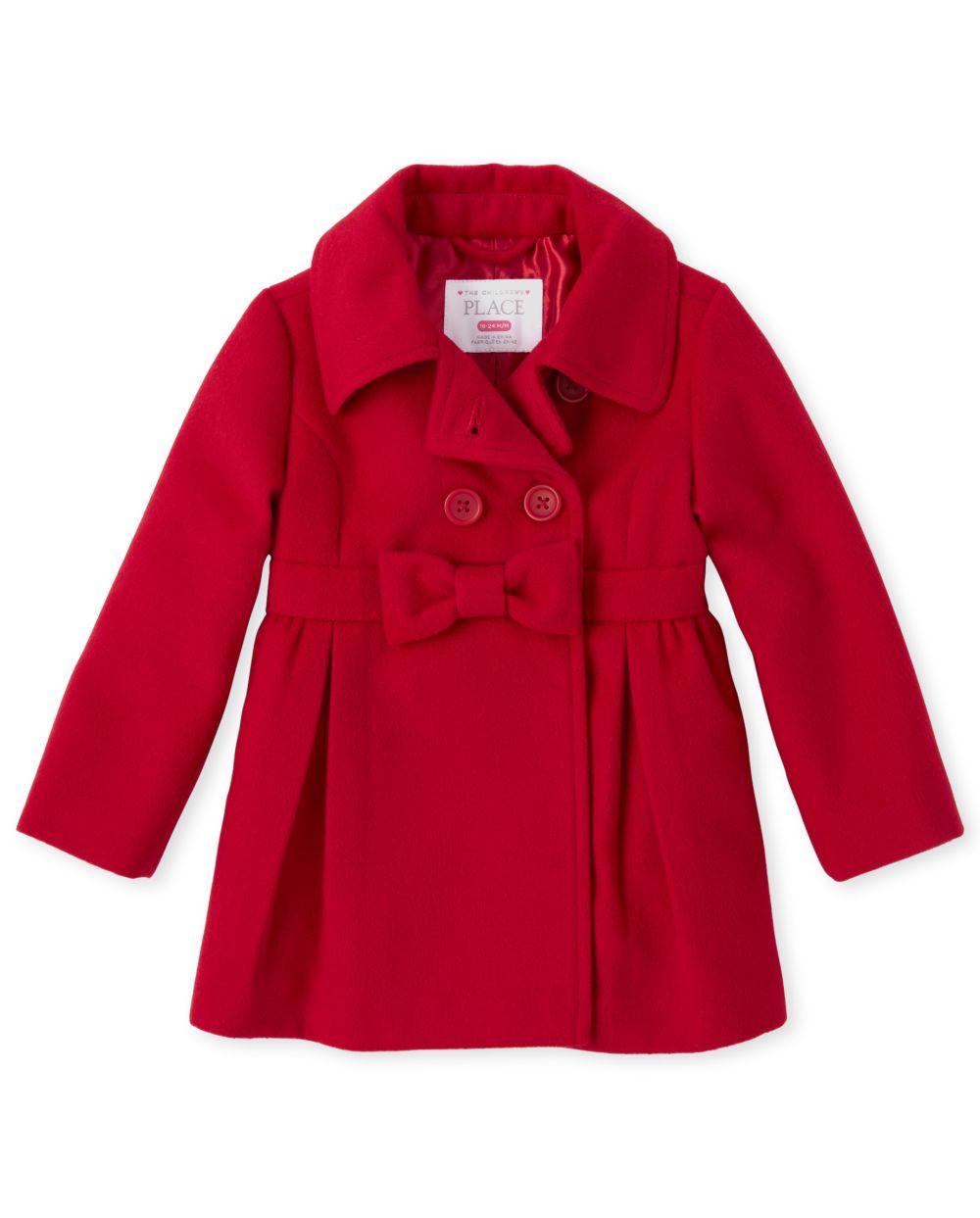 Toddler And Girls TINY COLLECTIONS Long Sleeve Dressy Pea Coat - Very Merry