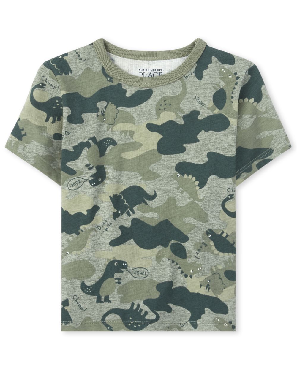 Baby And Toddler Boys Short Sleeve Camo Dino Print Top
