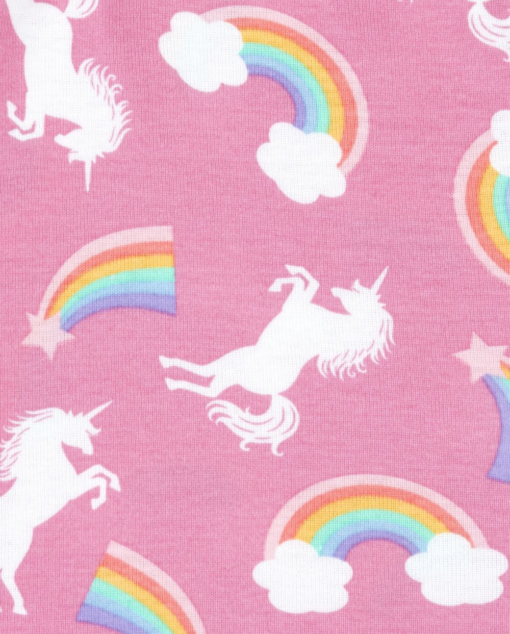 Girls Glow In The Dark Short Sleeve Rainbow Unicorn Snug Fit