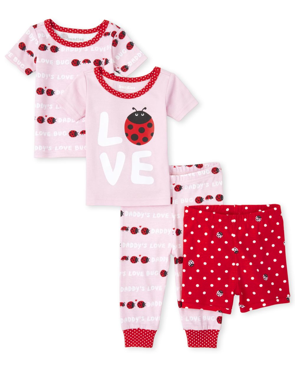 Baby And Toddler Girls Short Sleeve 'Daddy's Love Bug' Lady Bug Print