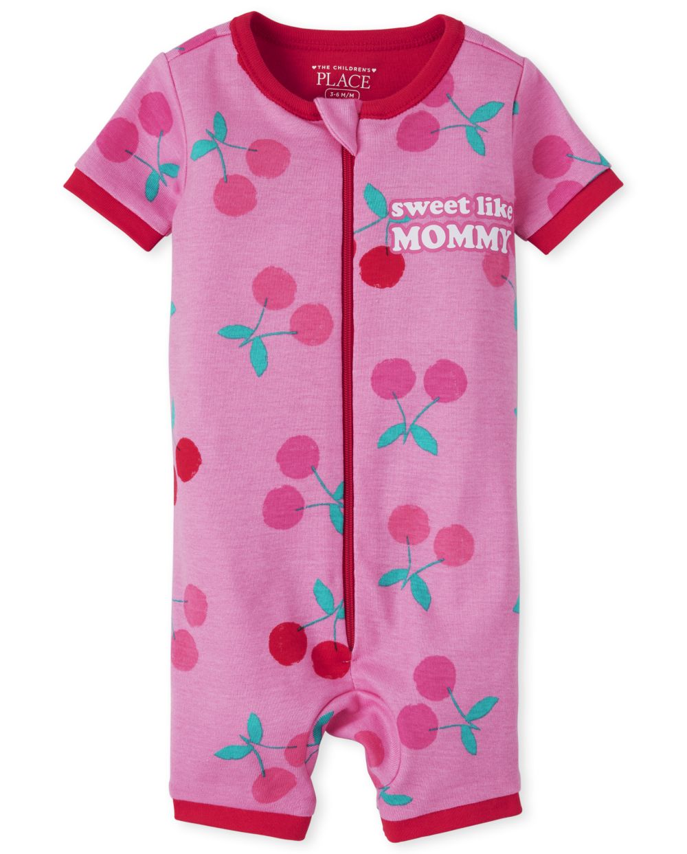 Baby And Toddler Girls Short Sleeve 'Sweet Like Mommy' Cherry Print