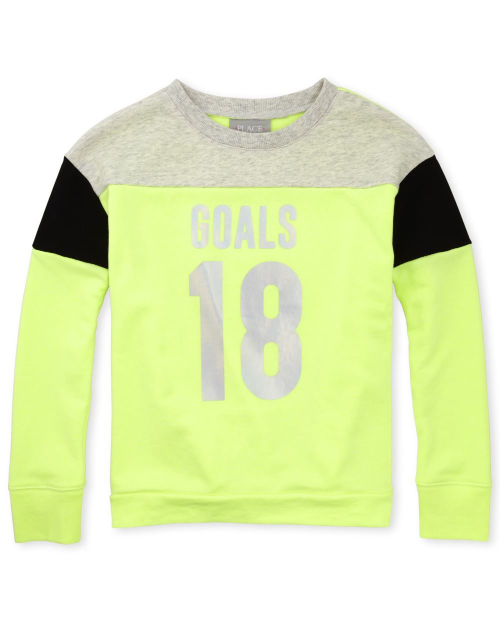 Girls Long Sleeve Colorblock Foil Graphic French Terry Sweatshirt