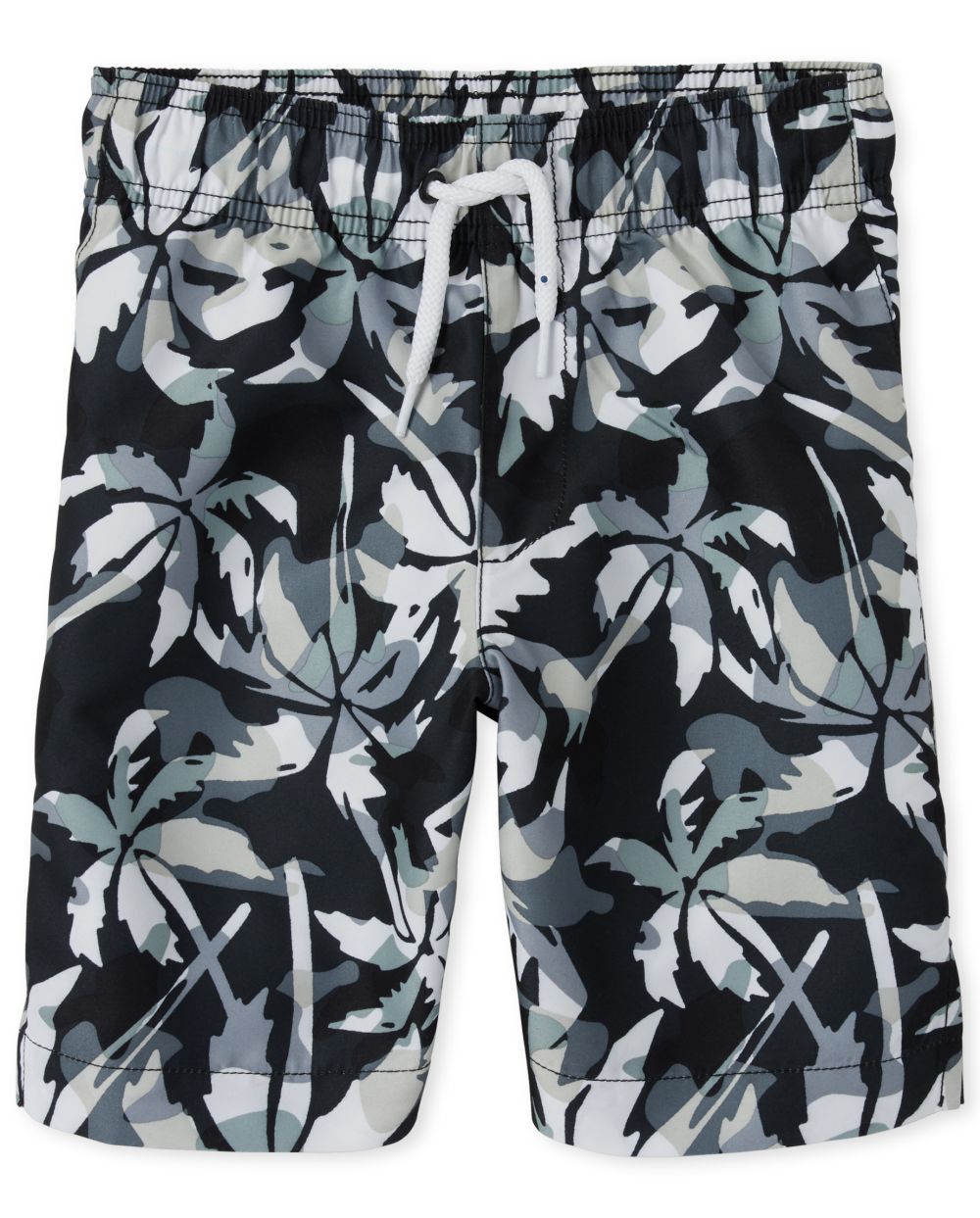 Boys Palm Tree Print Swim Trunks