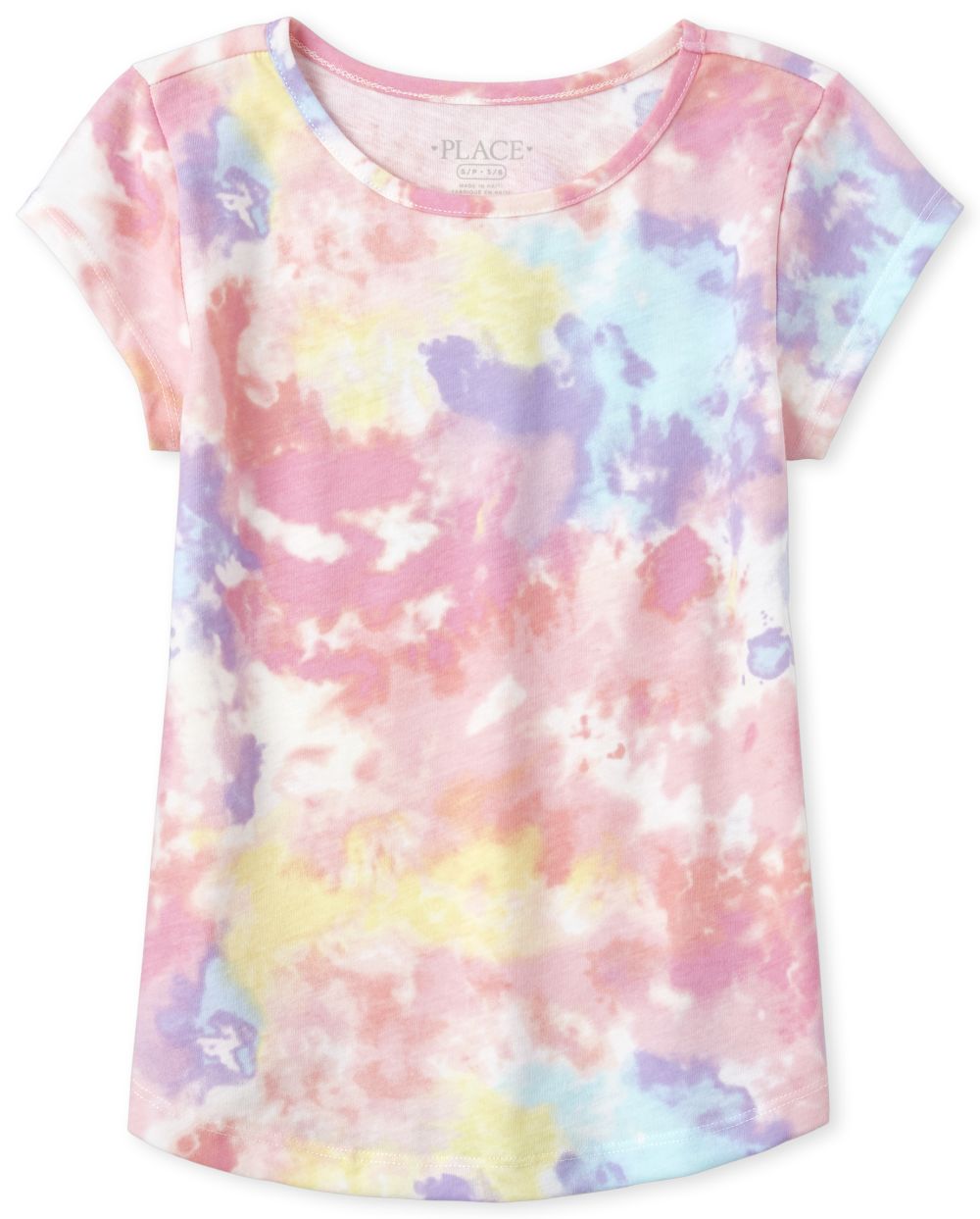 Girls Short Sleeve Tie Dye Print Basic Layering Tee