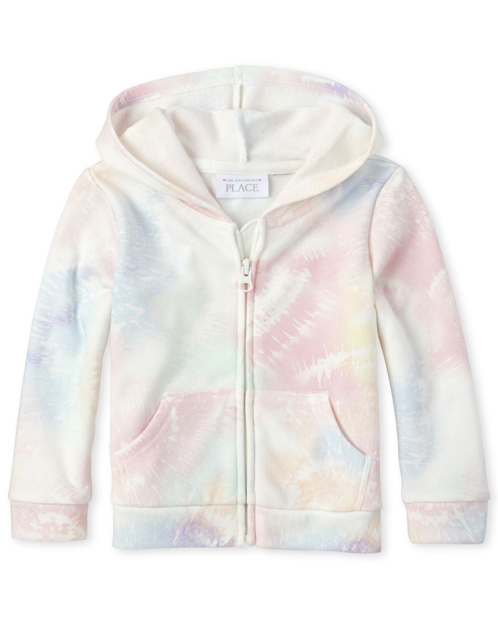 Baby And Toddler Girls Long Sleeve Tie Dye French Terry Zip Up Hoodie