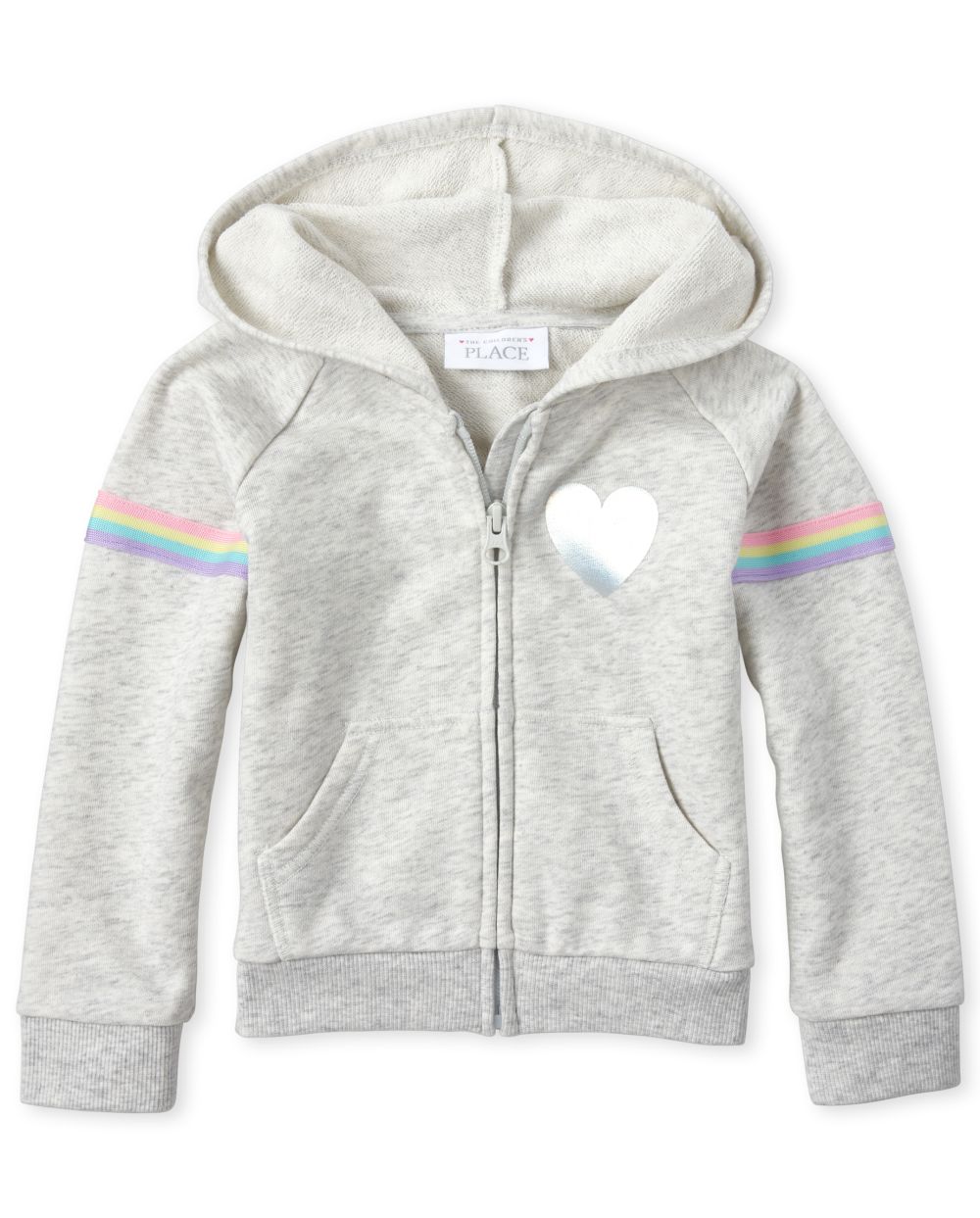 Baby And Toddler Girls Long Sleeve Rainbow Side Stripe Foil Heart