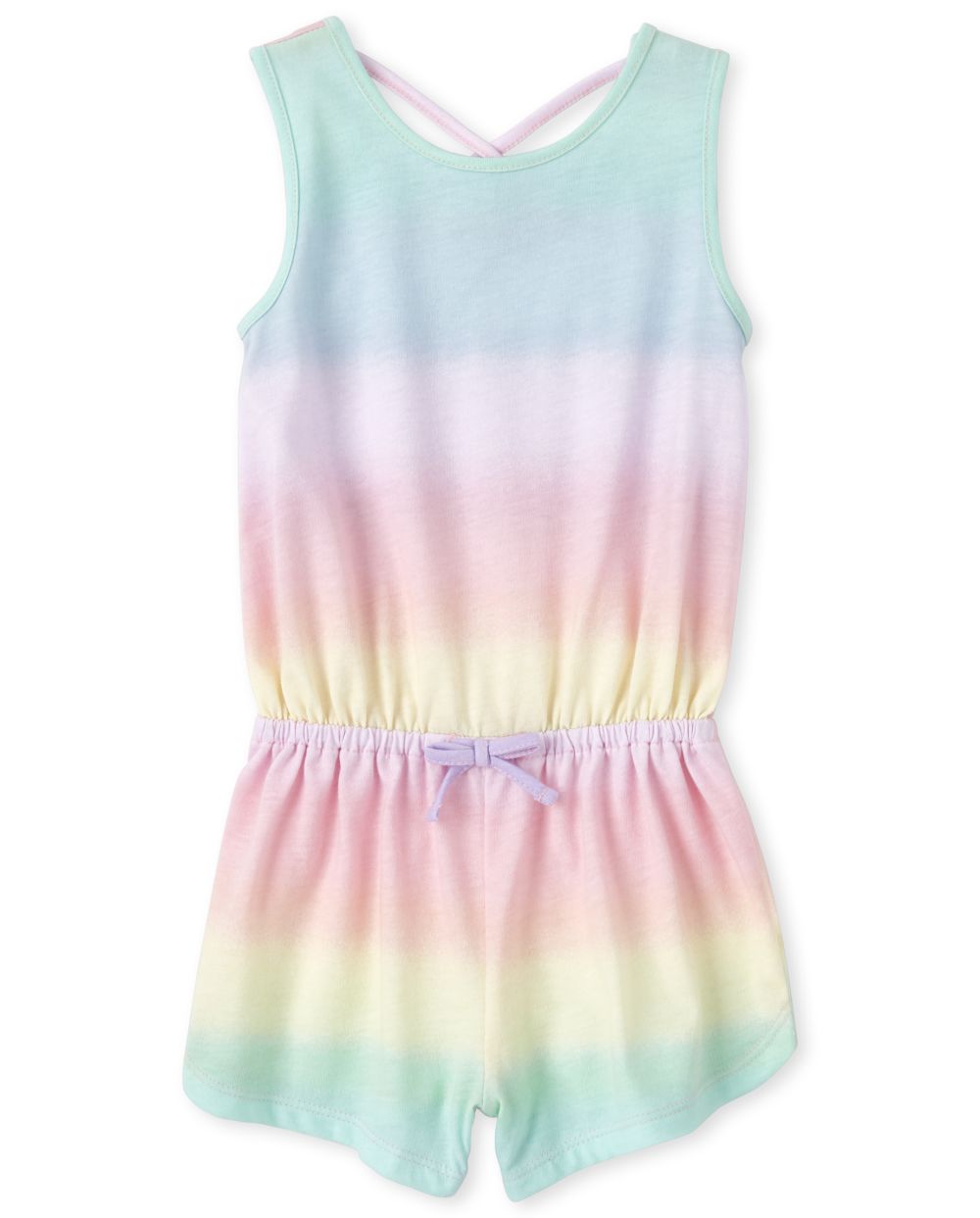 Baby And Toddler Girls Sleeveless Rainbow Ombre Print Knit Romper
