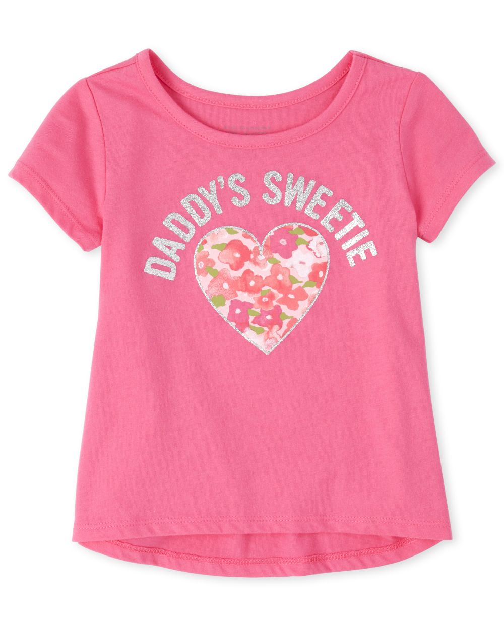 Baby And Toddler Girls Short Sleeve Glitter Graphic Top