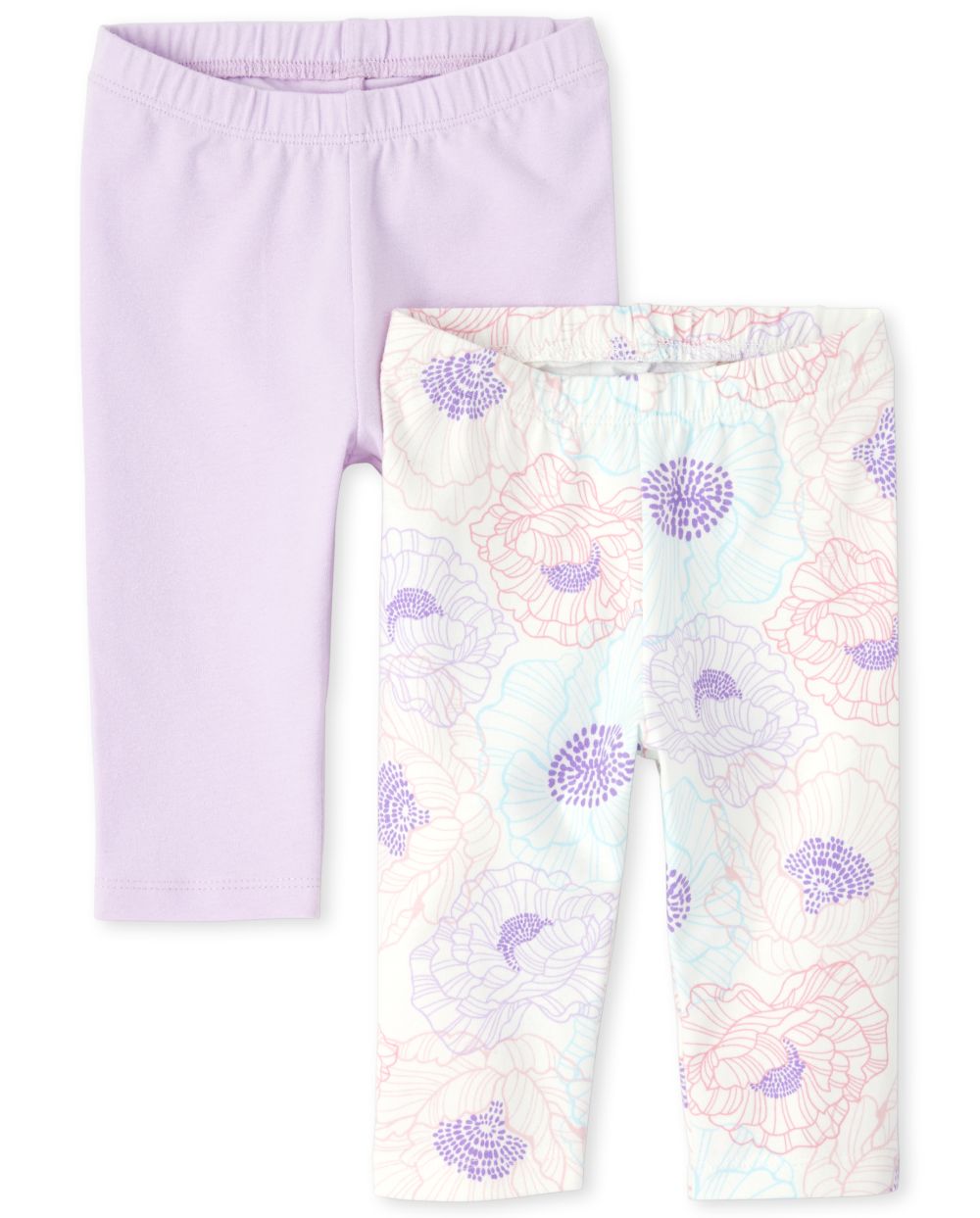Baby And Toddler Girls Print And Solid Capri Leggings 2Pack