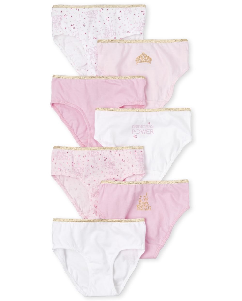 Toddler Girls Glitter Princess And Castle Print Bikini Briefs 7Pack