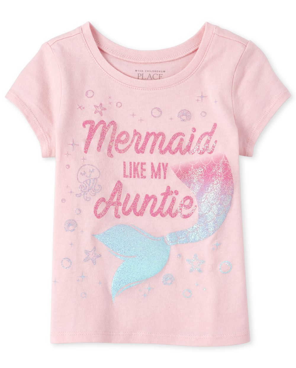 Baby And Toddler Girls Short Sleeve Glitter 'Mermaid Like My Auntie ...