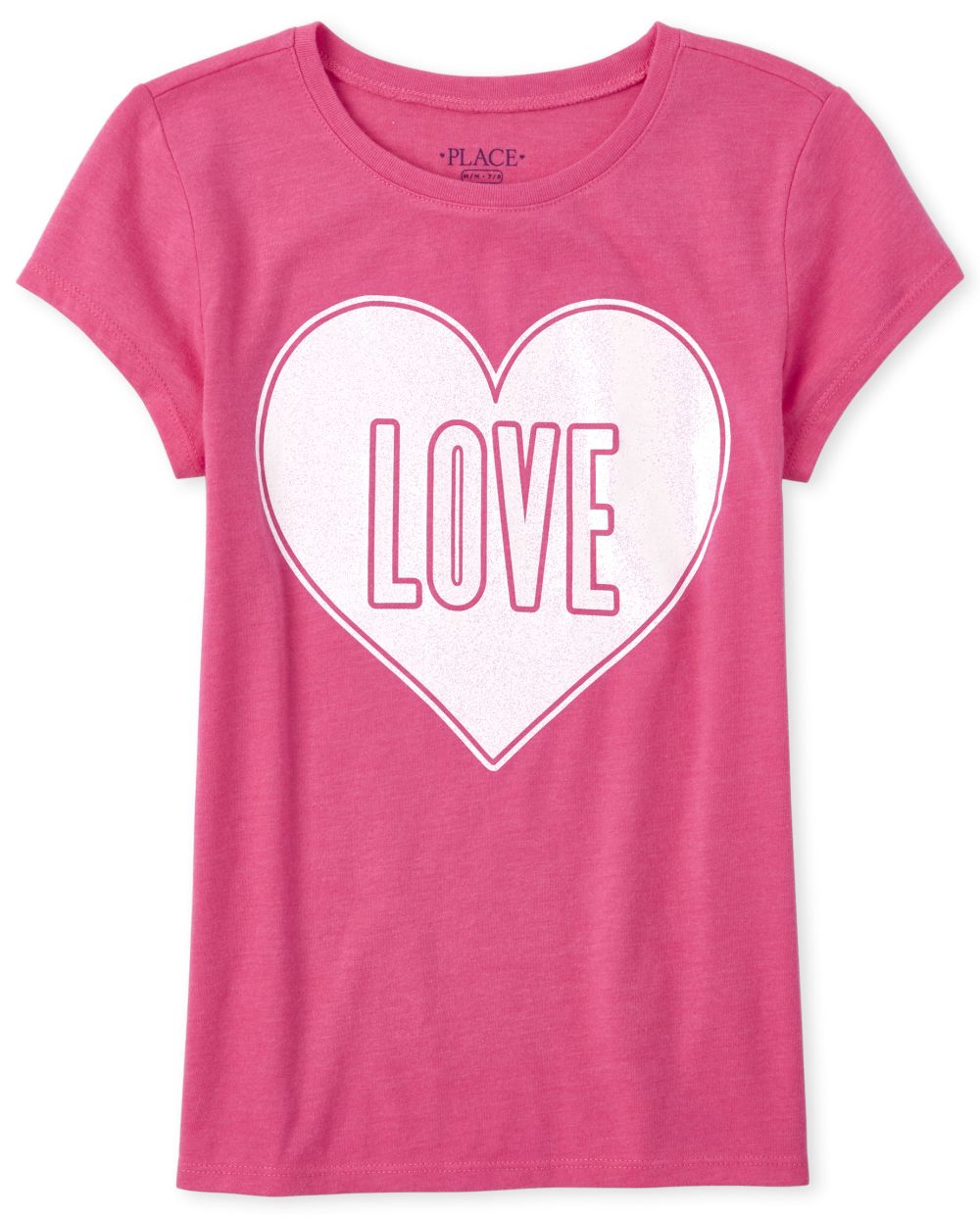 Girls Short Sleeve Glitter 'Love' Heart Graphic Tee