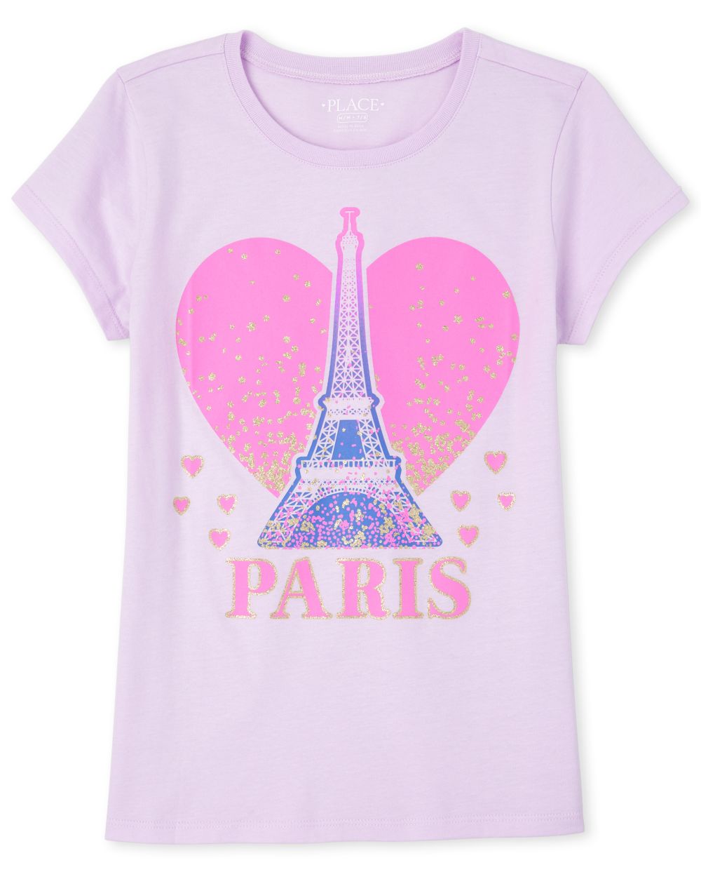 Girls Short Sleeve Glitter 'Paris' Eiffel Tower Graphic Tee