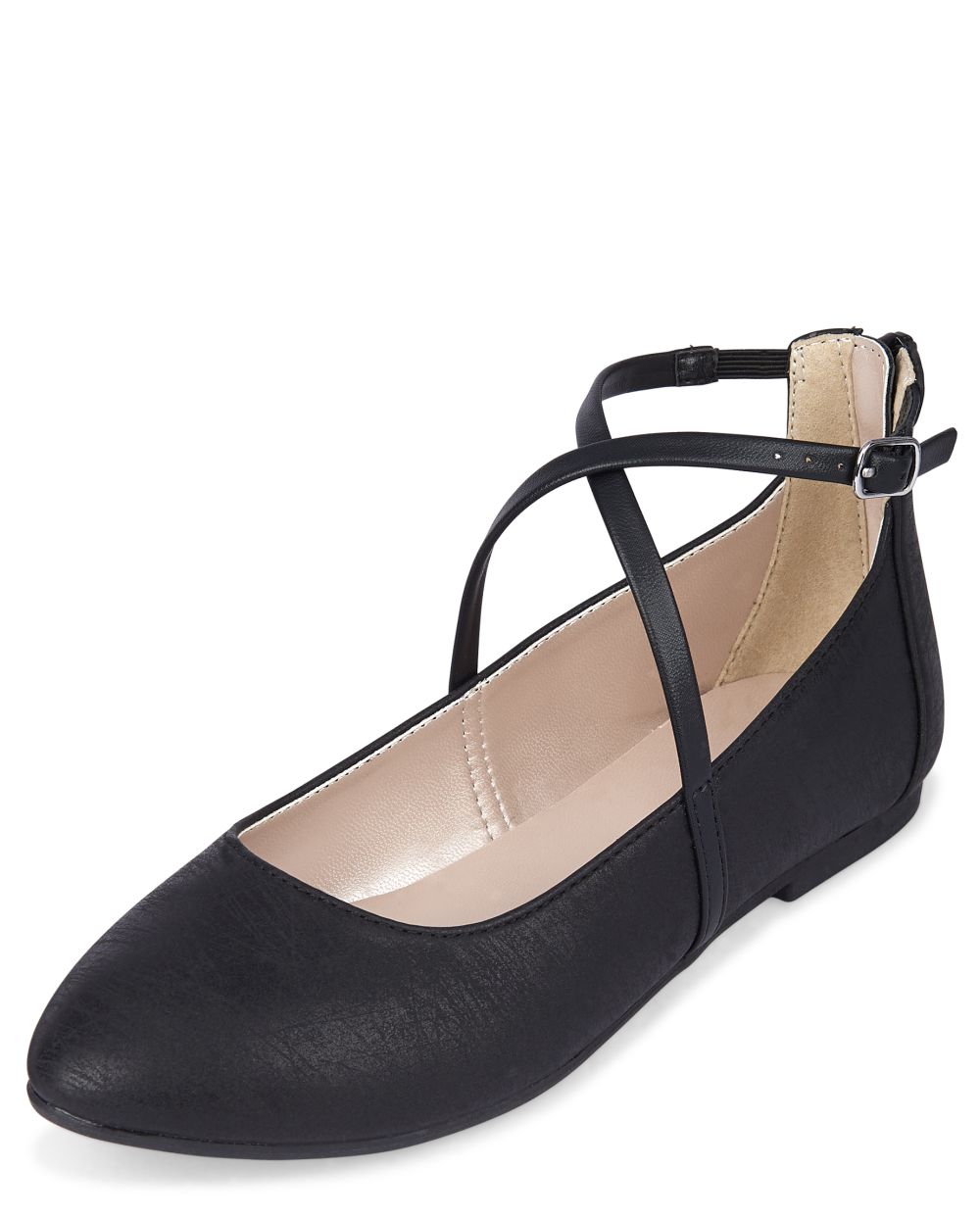 Girls Easter Faux Leather Matching Cross Strap Ballet Flats