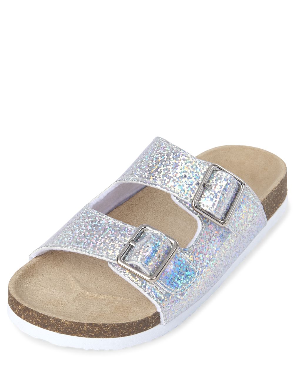 glitter double strap buckle sandals