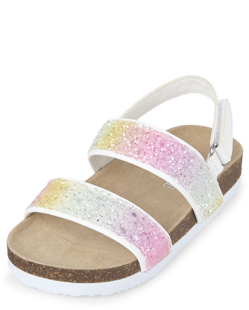 Toddler Girls Glitter Rainbow Faux Leather Matching Double Strap Sandals
