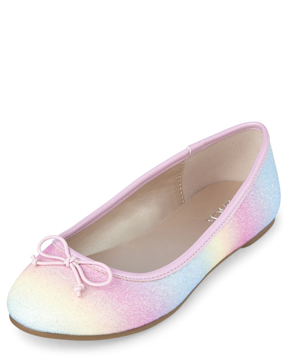 Girls Easter Glitter Rainbow Faux Leather Ballet Flats