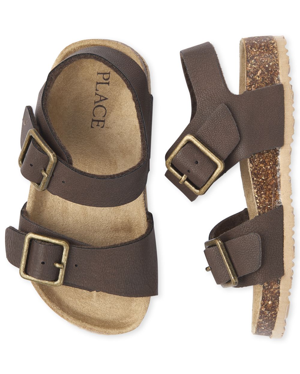 Matching Faux Leather Double Strap Sandals