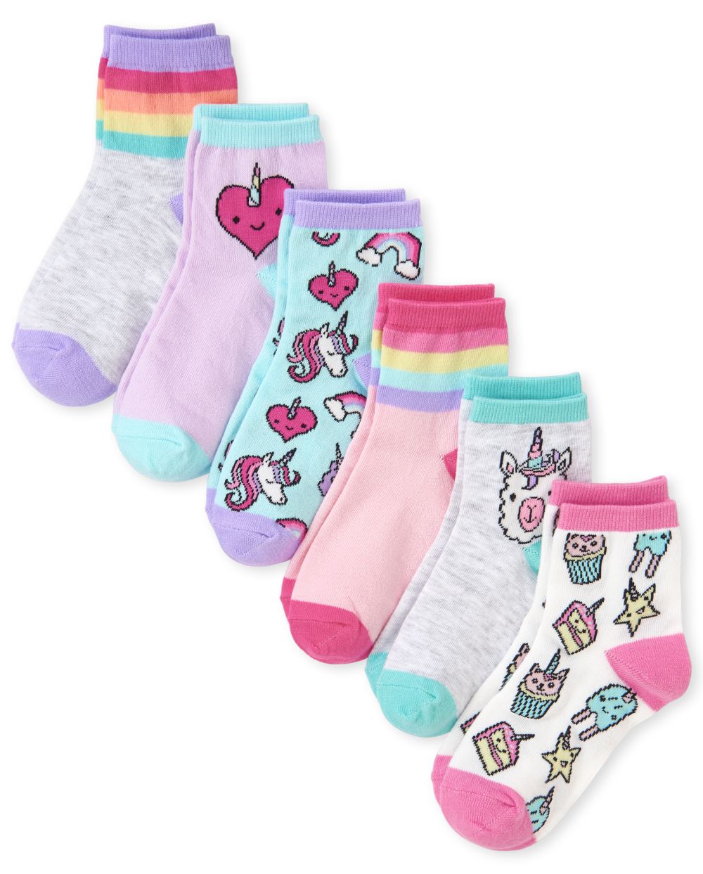 Girls Unicorn Dessert Midi Socks 6-Pack