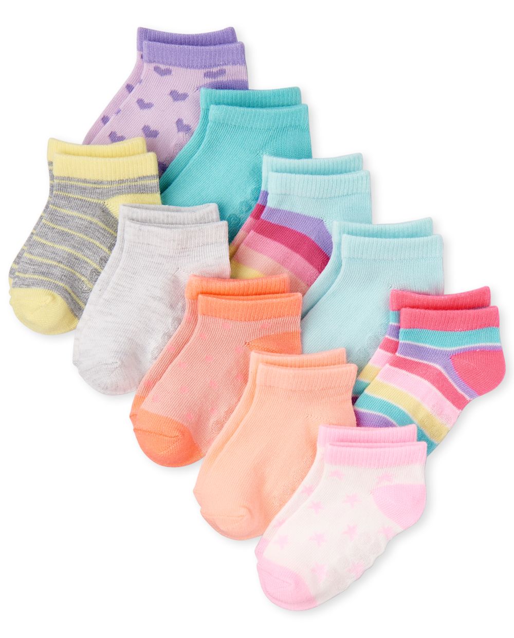 Toddler Girls Striped Ankle Socks 10Pack