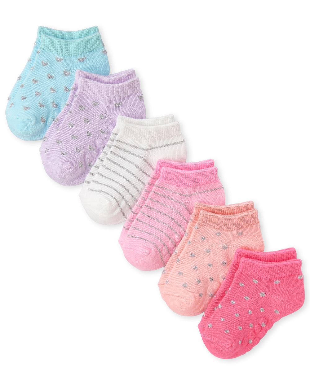 Toddler Girls Glitter Ankle Socks 6Pack