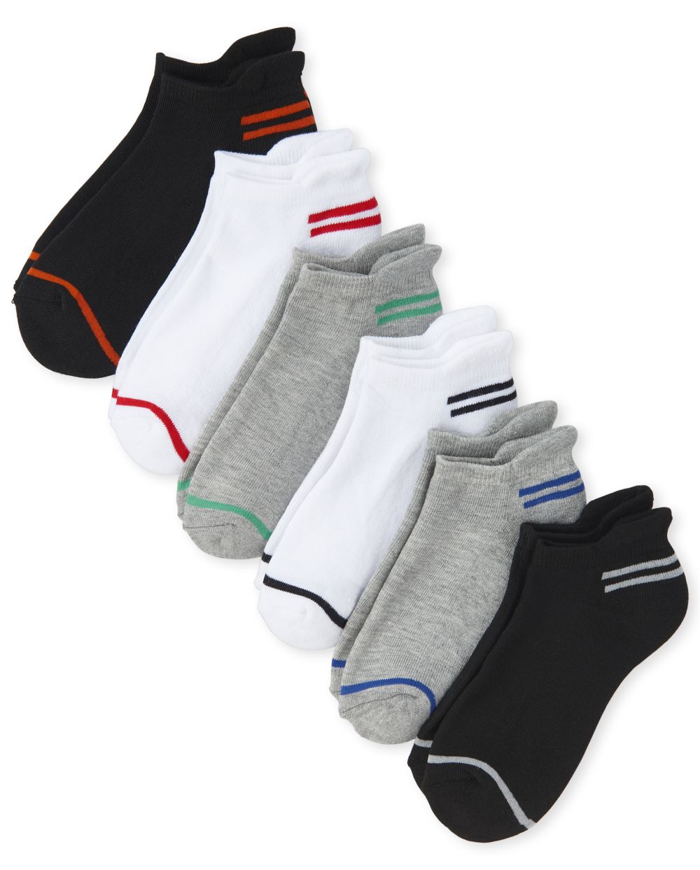 Boys Striped Ankle Socks 6-Pack