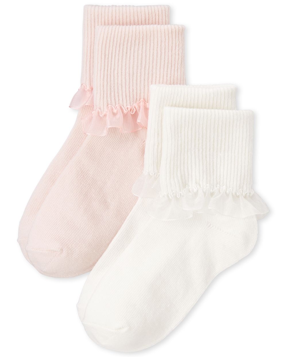 Girls Easter Ruffle Turn Cuff Socks 2-Pack
