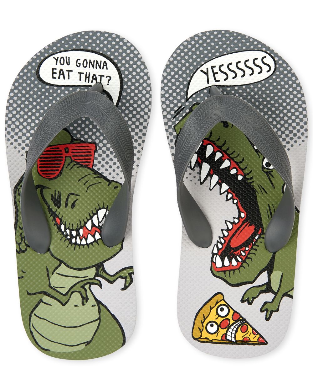 Boys Dino Pizza Flip Flops
