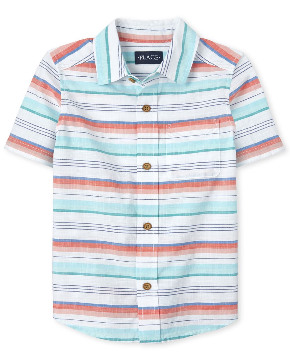 Boys Dad And Me Short Sleeve Striped Chambray Matching Button Down Shirt