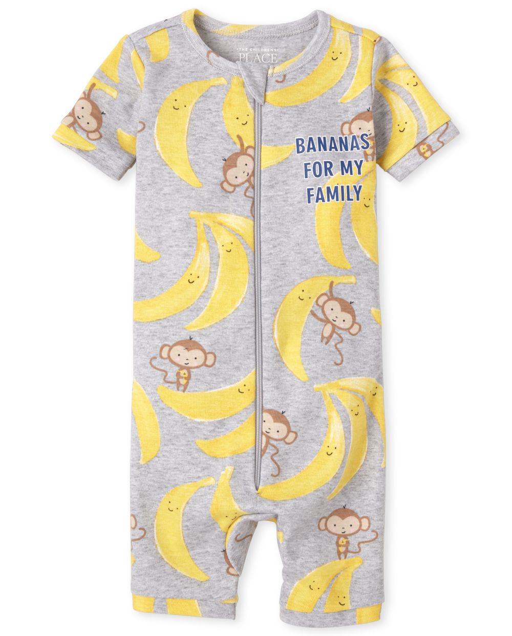 Baby And Toddler Boys Short Sleeve 'Banana's For My Family' Banana Print Matching Snug Fit