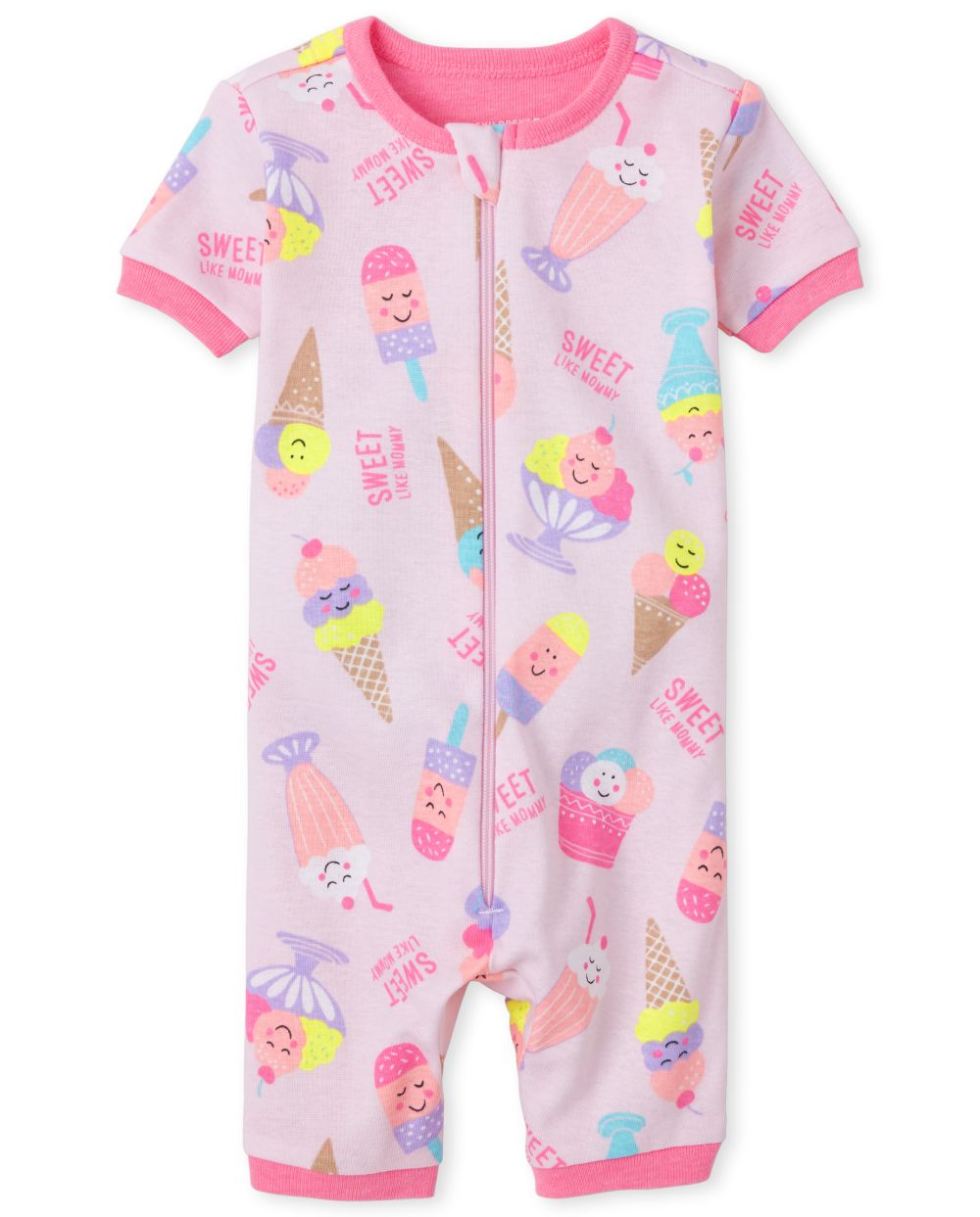 Baby And Toddler Girls Short Sleeve Ice Cream Print 'Sweet Like Mommy