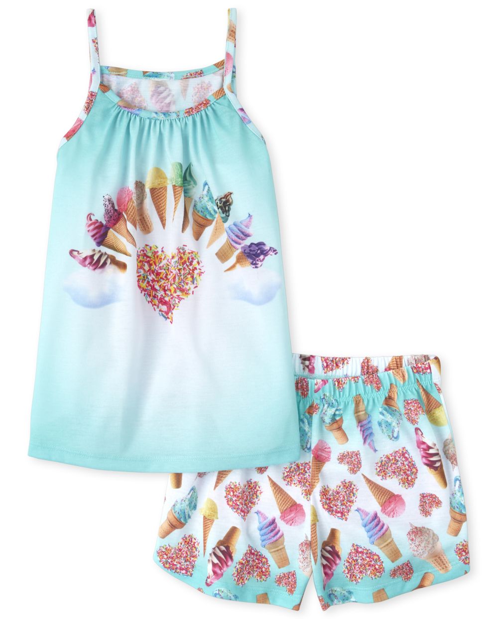 Girls Sleeveless Ice Cream Pajamas