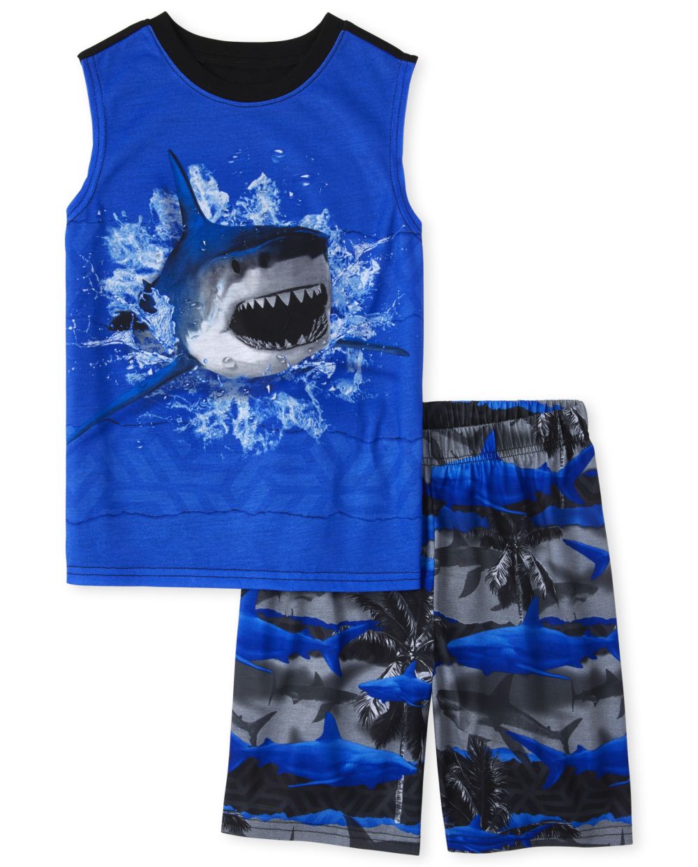 Boys Sleeveless Shark Pajamas