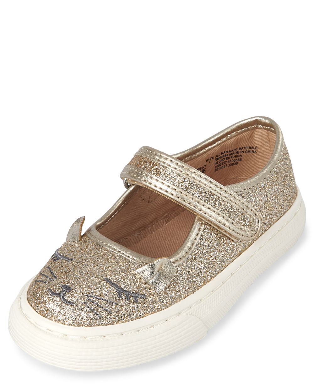Toddler Girls Glitter Cat Faux Leather Matching Sneakers