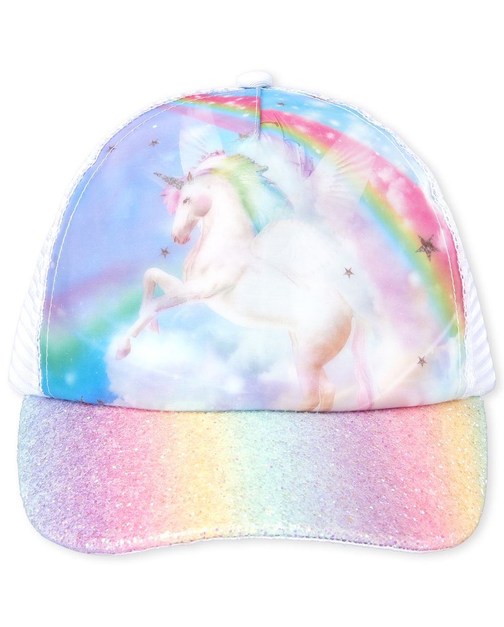 Girls Holographic Lenticular And Glitter Rainbow Pegasus Baseball Hat