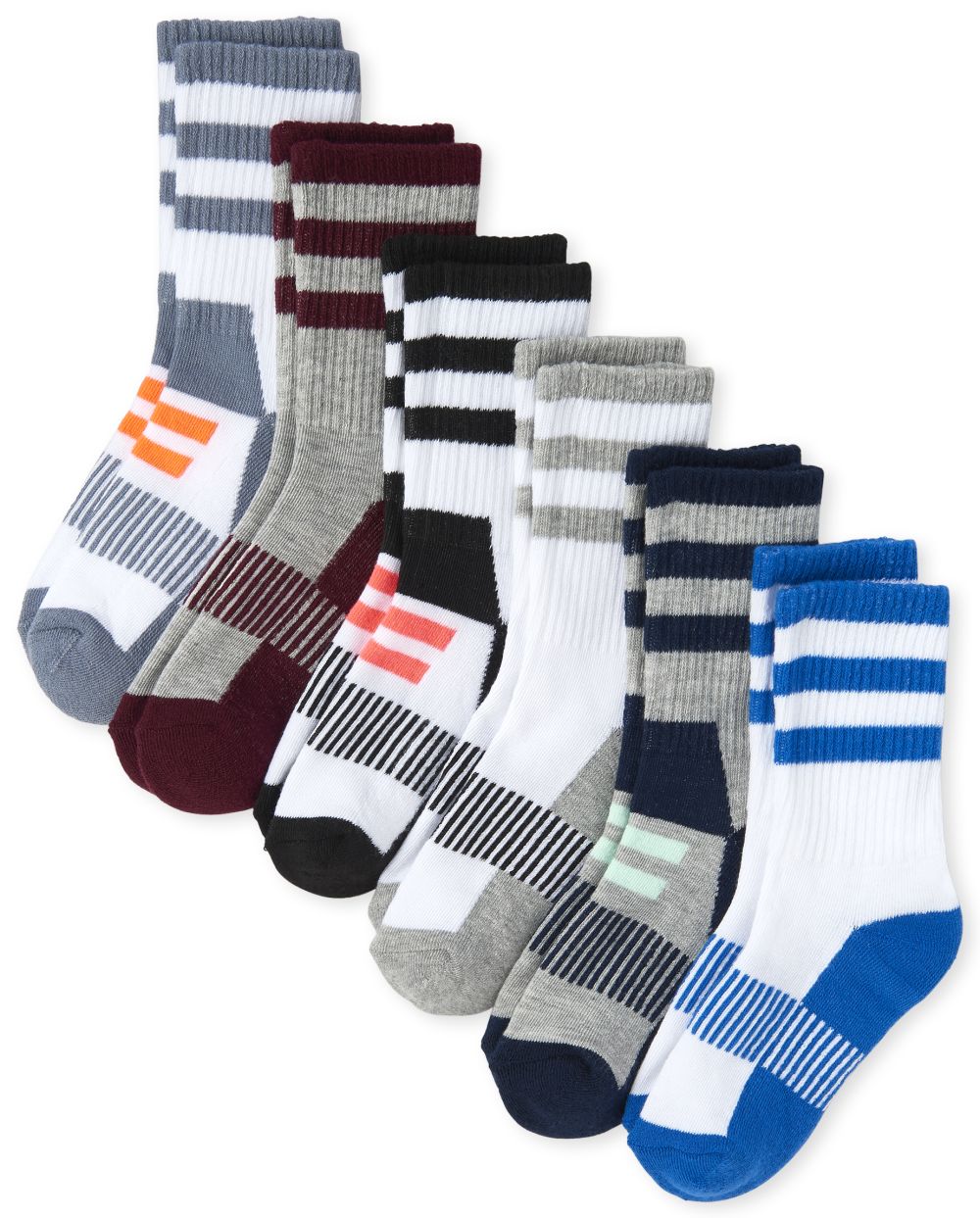 Boys Striped Crew Socks 6-Pack