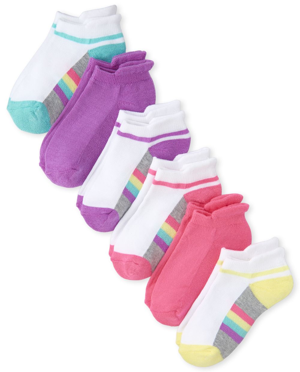 Girls Striped Ankle Socks 6Pack