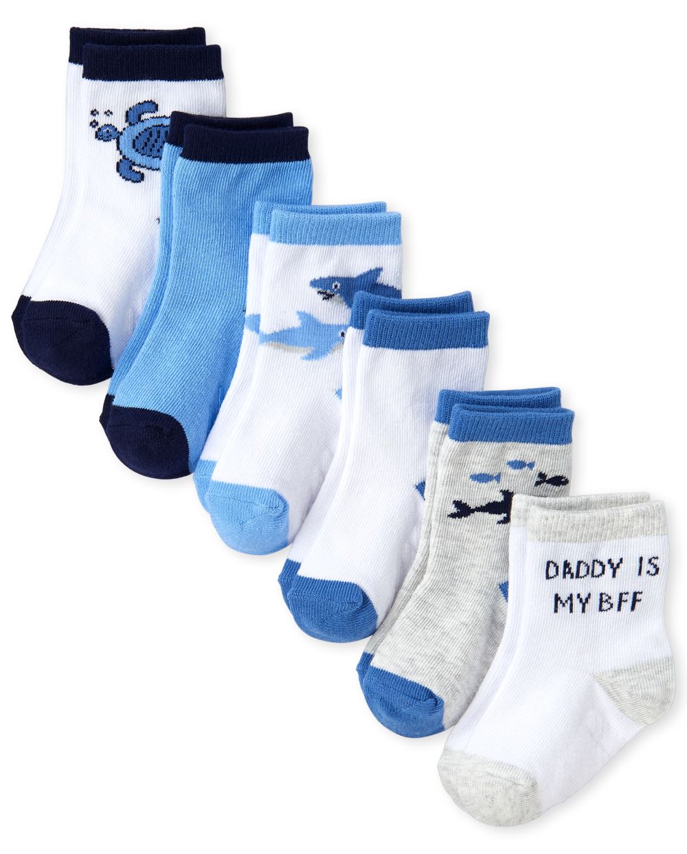 Baby Boys Shark Midi Socks 6Pack