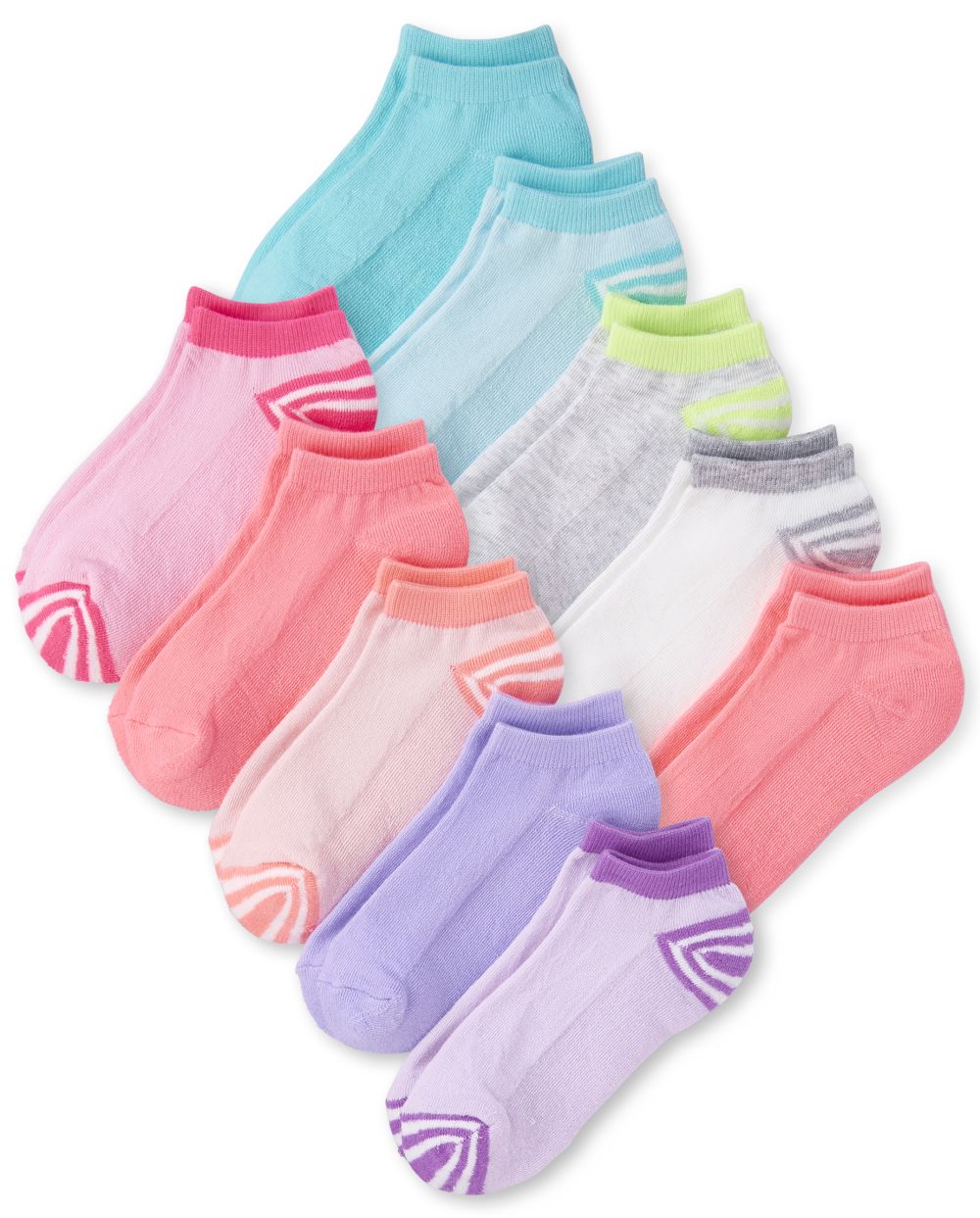 Girls Striped Ankle Socks 10Pack