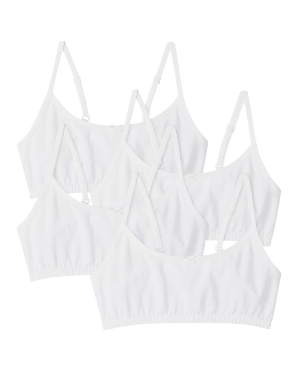 5 Pack Cotton Girls Training Bras - Racerback Crop Cami