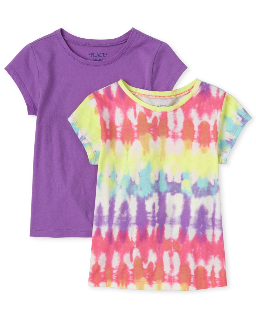 Girls Short Sleeve Print Basic Layering Tee 2Pack