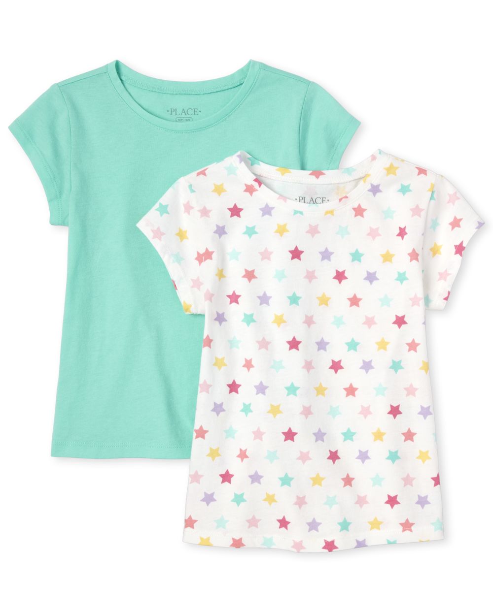 Girls Short Sleeve Print Basic Layering Tee 2Pack