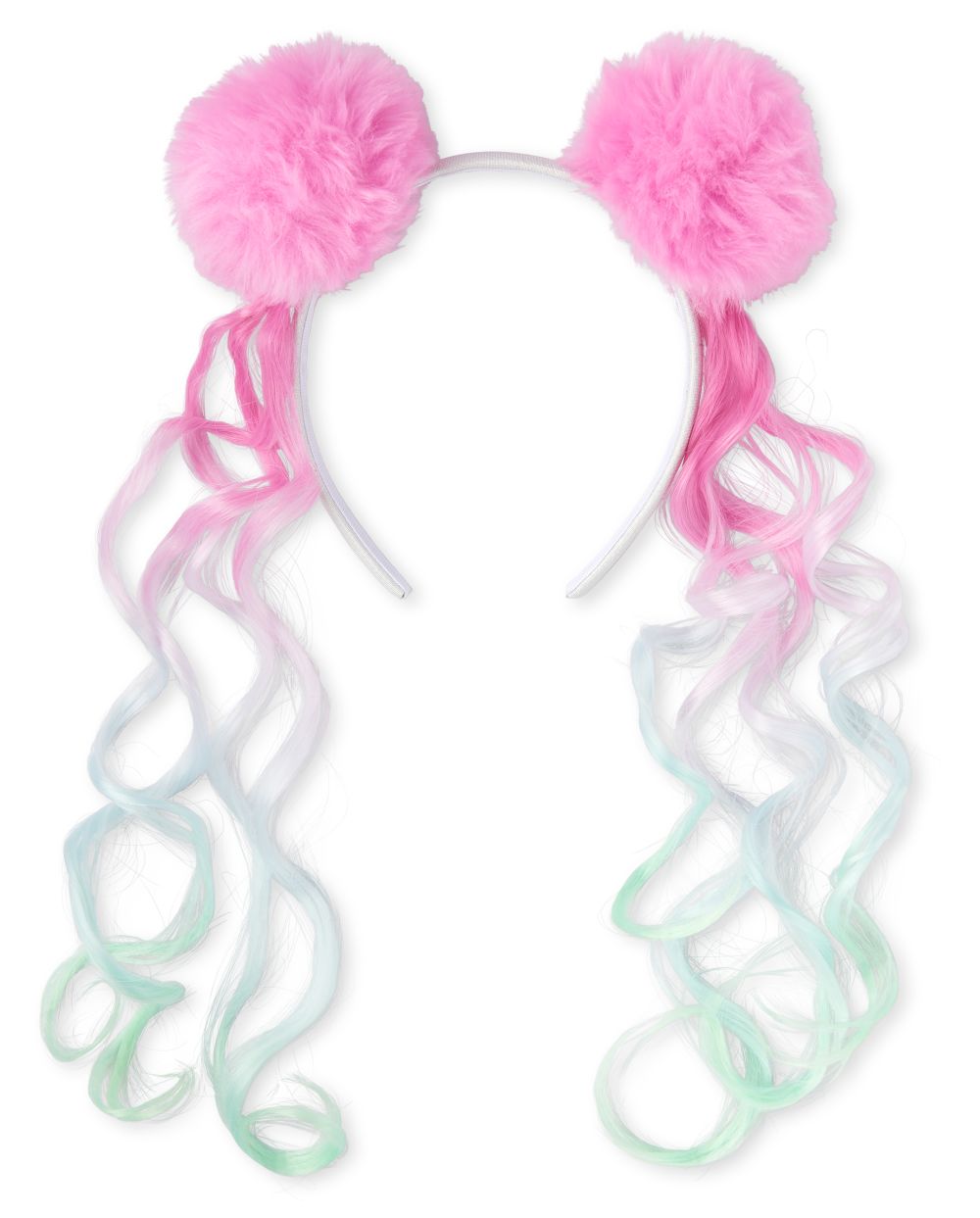 Girls Faux Fur Pom Pom Hair Extension Headband