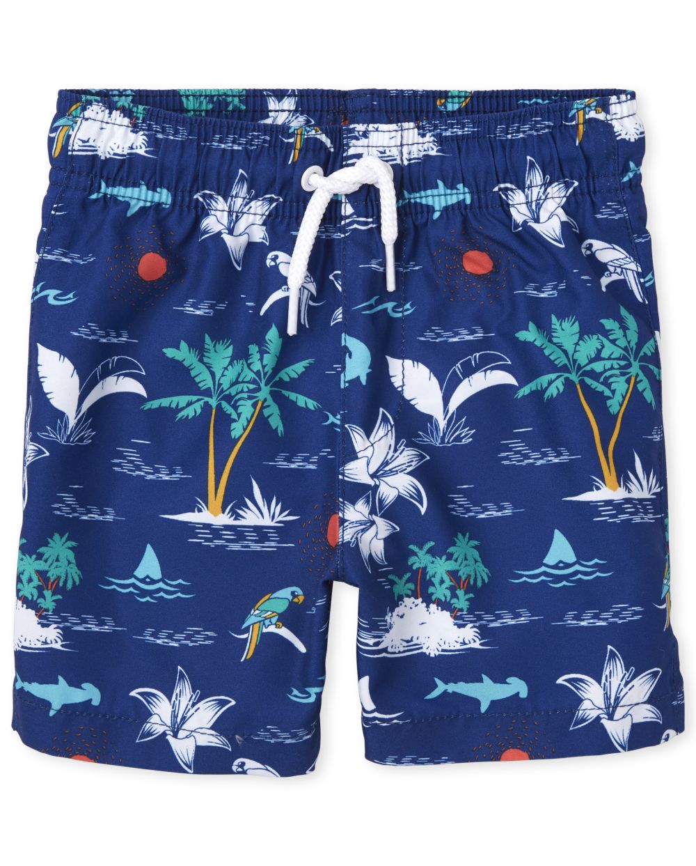 Baby And Toddler Boys Shark And Beach Print Swim Trunks