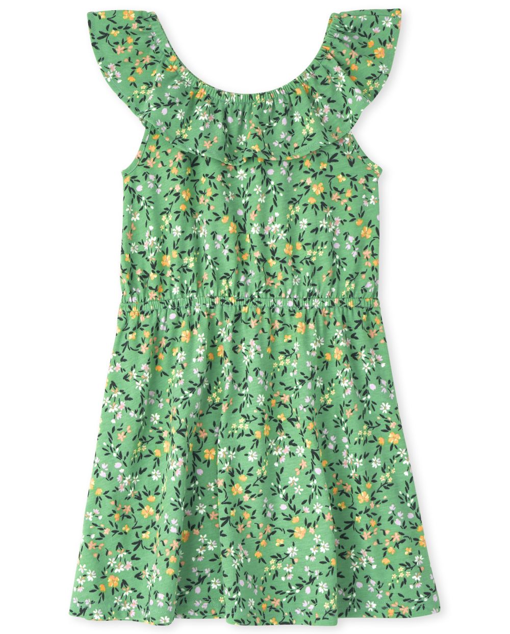 Girls Navy Ruffle Collar Knit Dress main image 0