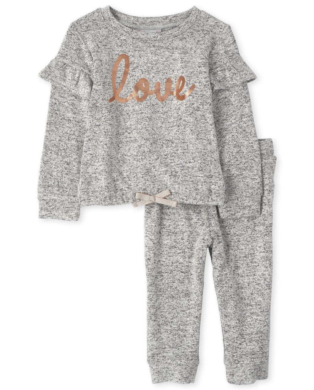 Toddler Girls Active Long Sleeve Foil 'Love' Lightweight Sweater Knit