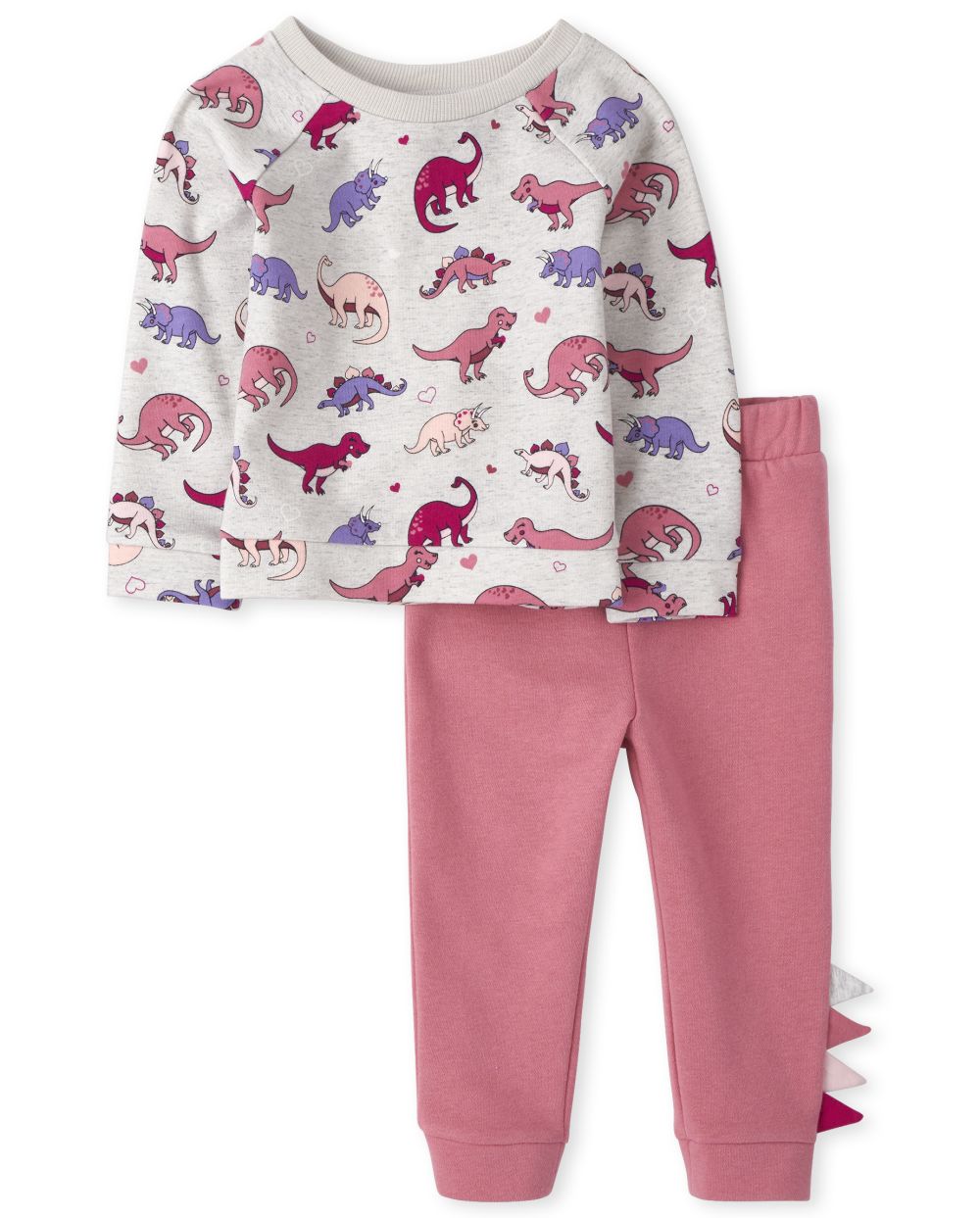 Toddler Girls Long Sleeve Dino Print Sweatshirt And Dino Jogger Pants