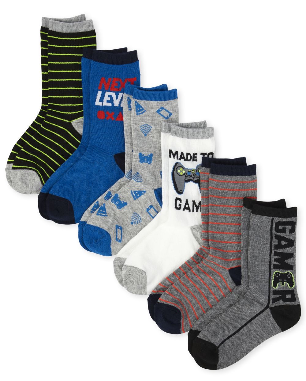 Boys Video Game Crew Socks 6Pack