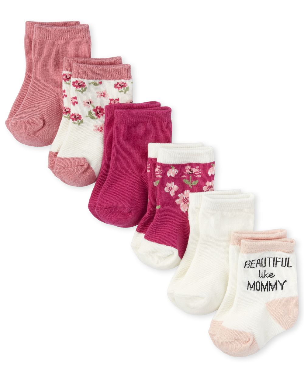 Baby Girls Flower Midi Socks 6Pack