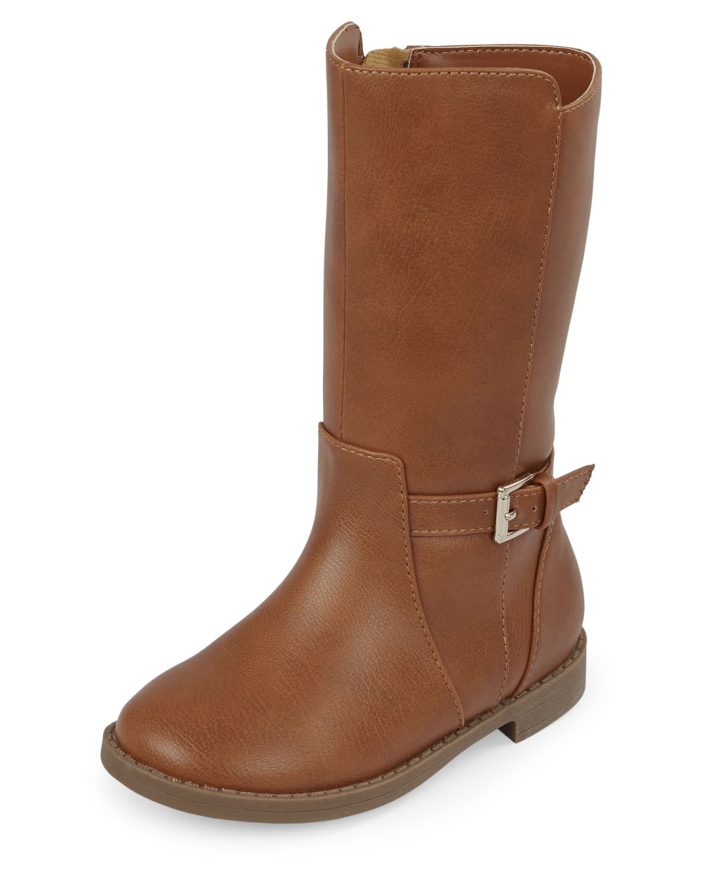 Gymboree Girls Classic Tall Riding Boots - Mid Calf Faux Leather Boots With Side Zip